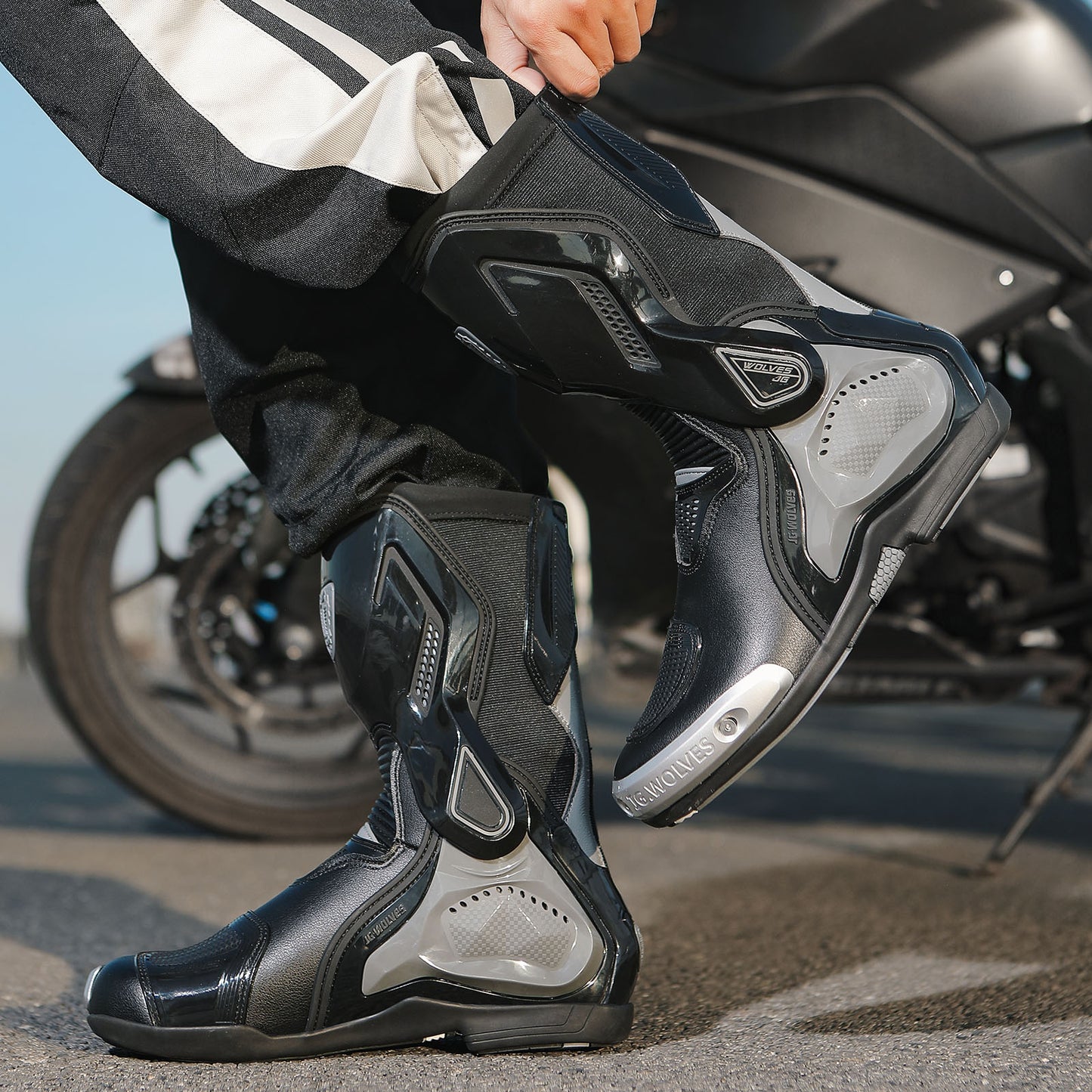 Mens High-Performance Microfiber Leather Motocross Boots