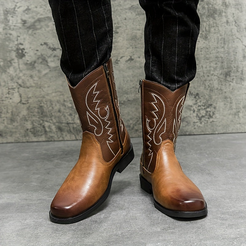 Short Height Mens Trendy Cowboy Boots