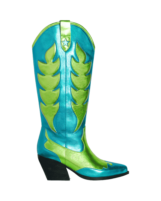 WESTERN BOOTS HIGH METALLIC SILVER