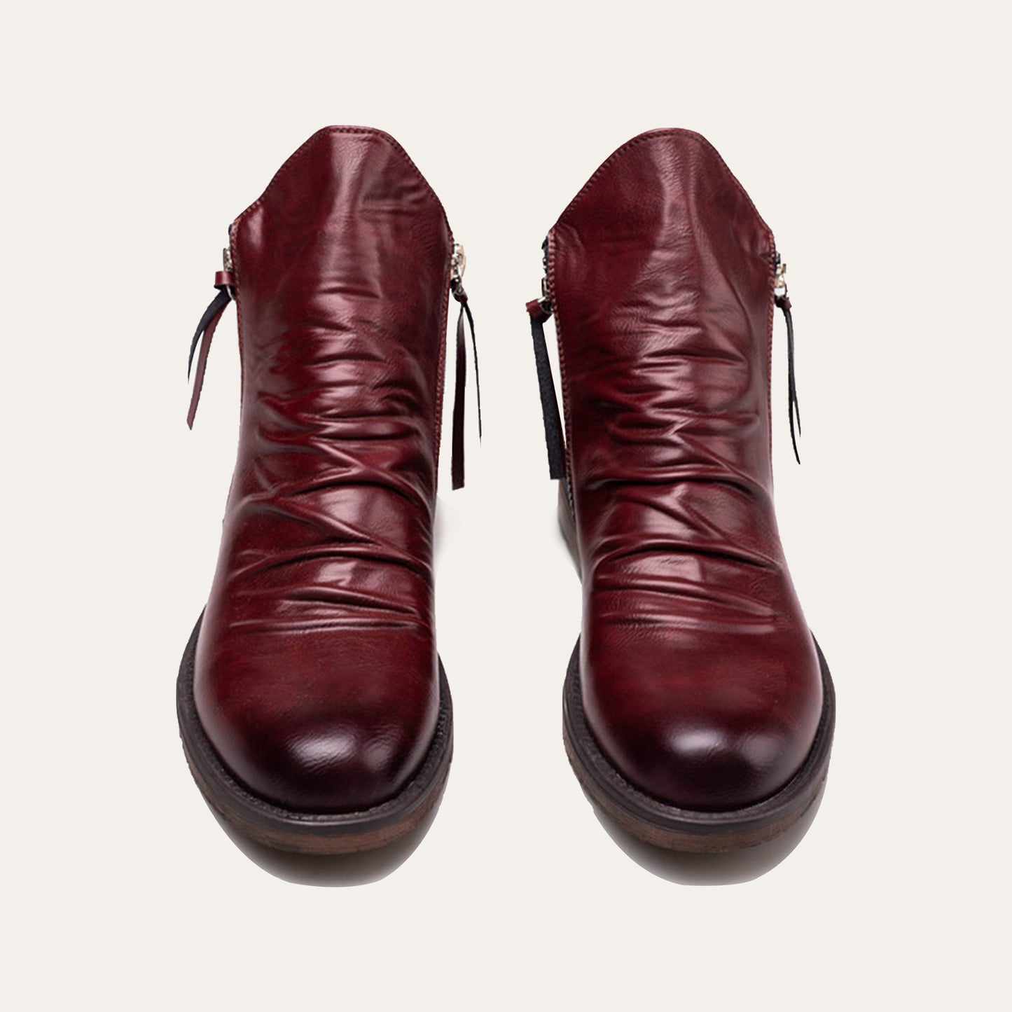 Men's Vintage-Inspired Ankle Boots with Dual Zippers