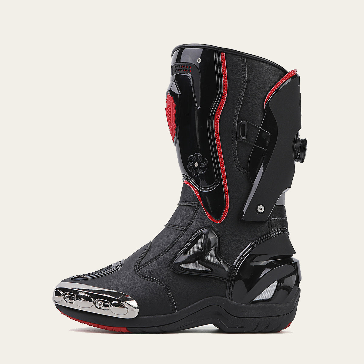 Mens High Top Microfiber Leather Motorcycle Boots