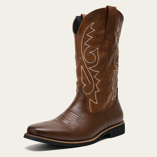 Men's Western Cowboy Boots with Embroidery Stripes