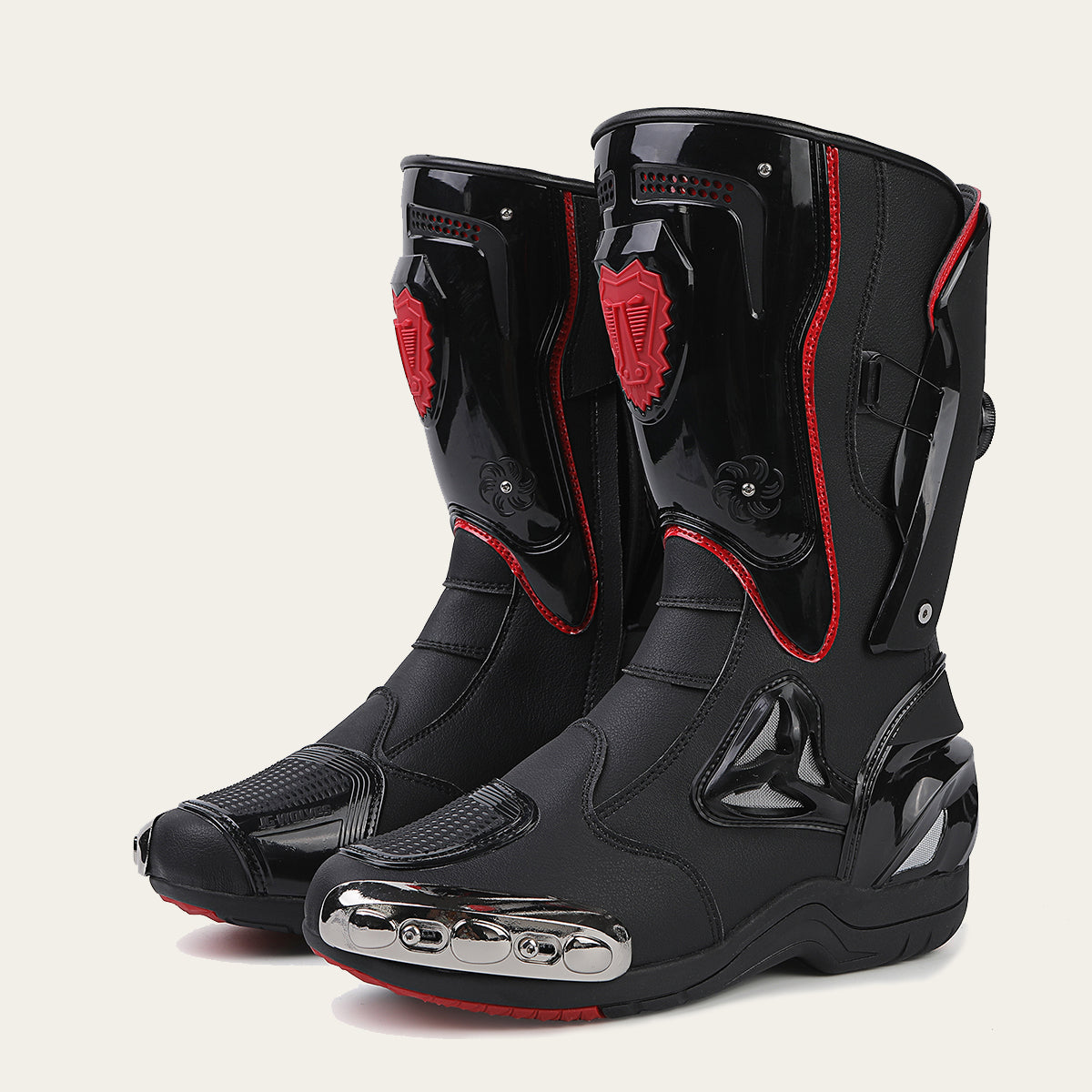 Mens High Top Microfiber Leather Motorcycle Boots