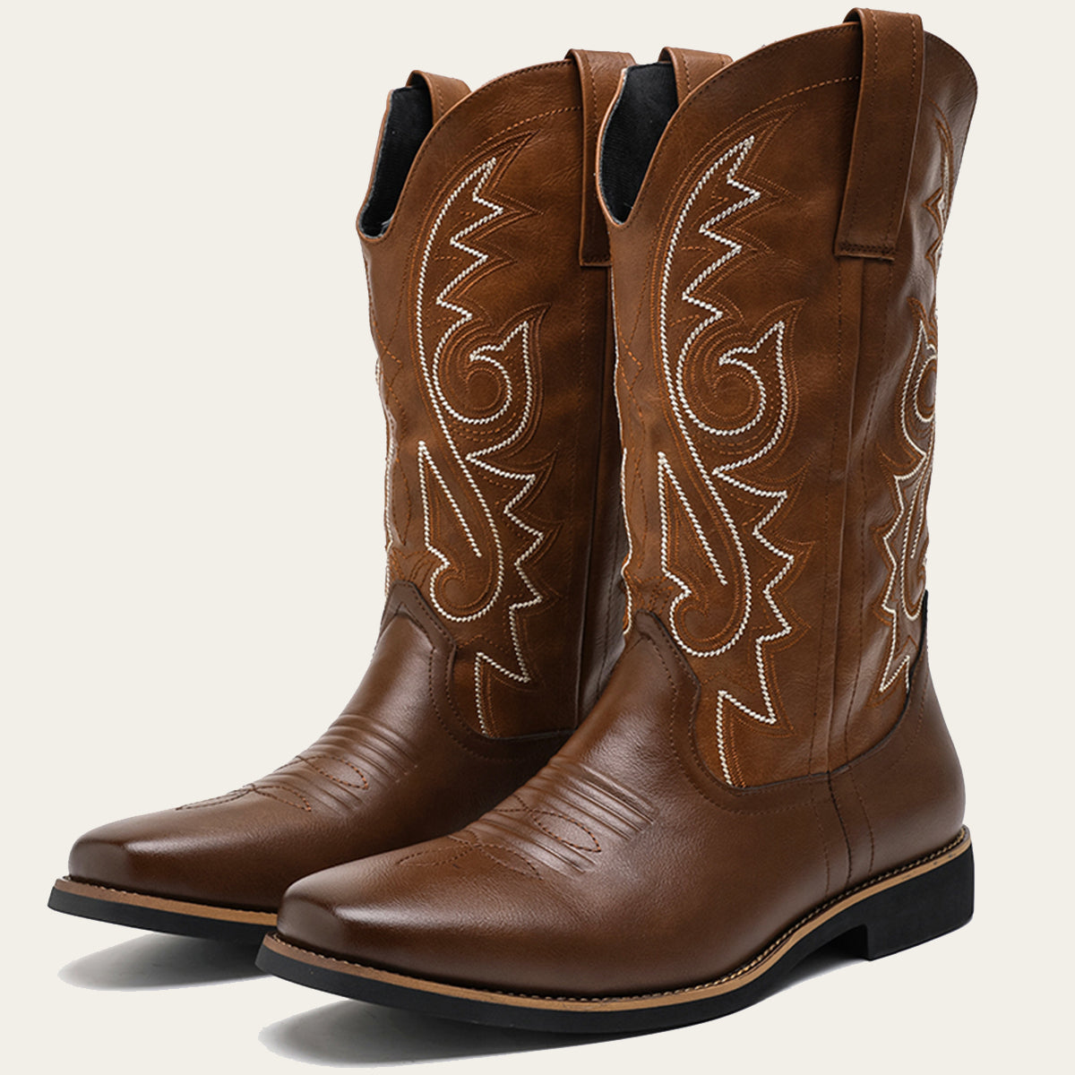 Men's Western Cowboy Boots with Embroidery Stripes