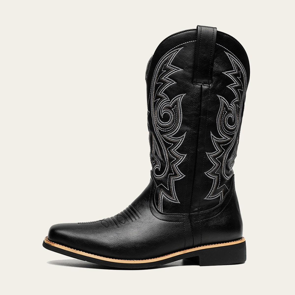 Men's Western Cowboy Boots with Embroidery Stripes