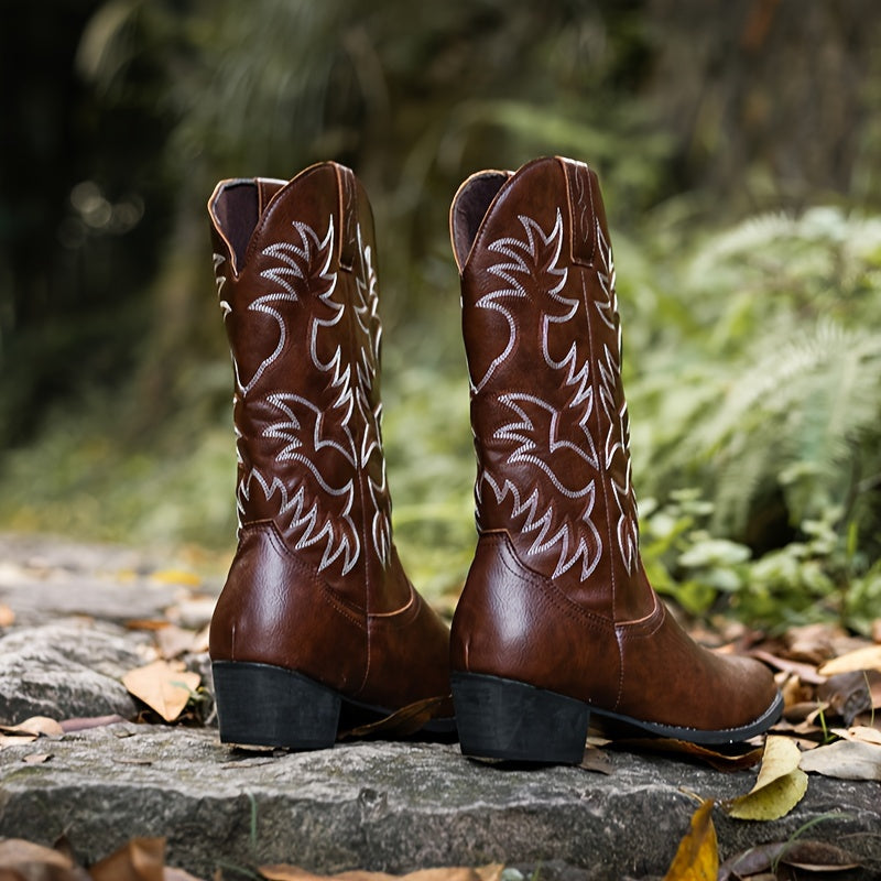 Elegant Vintage High-Top Men's Cowboy Boots