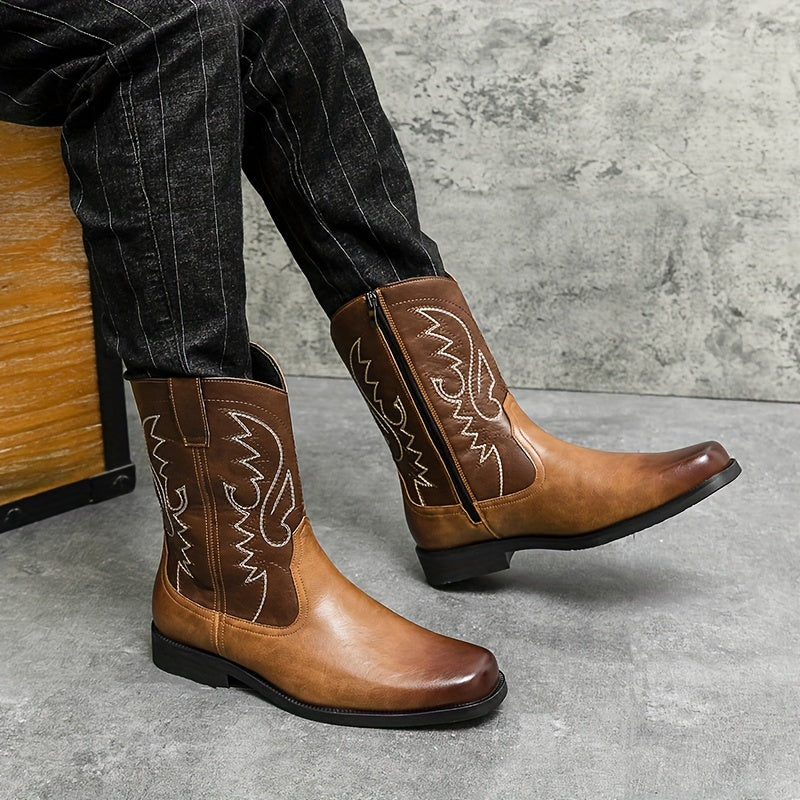 Short Height Mens Trendy Cowboy Boots