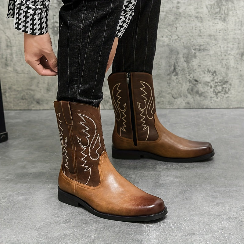 Short Height Mens Trendy Cowboy Boots