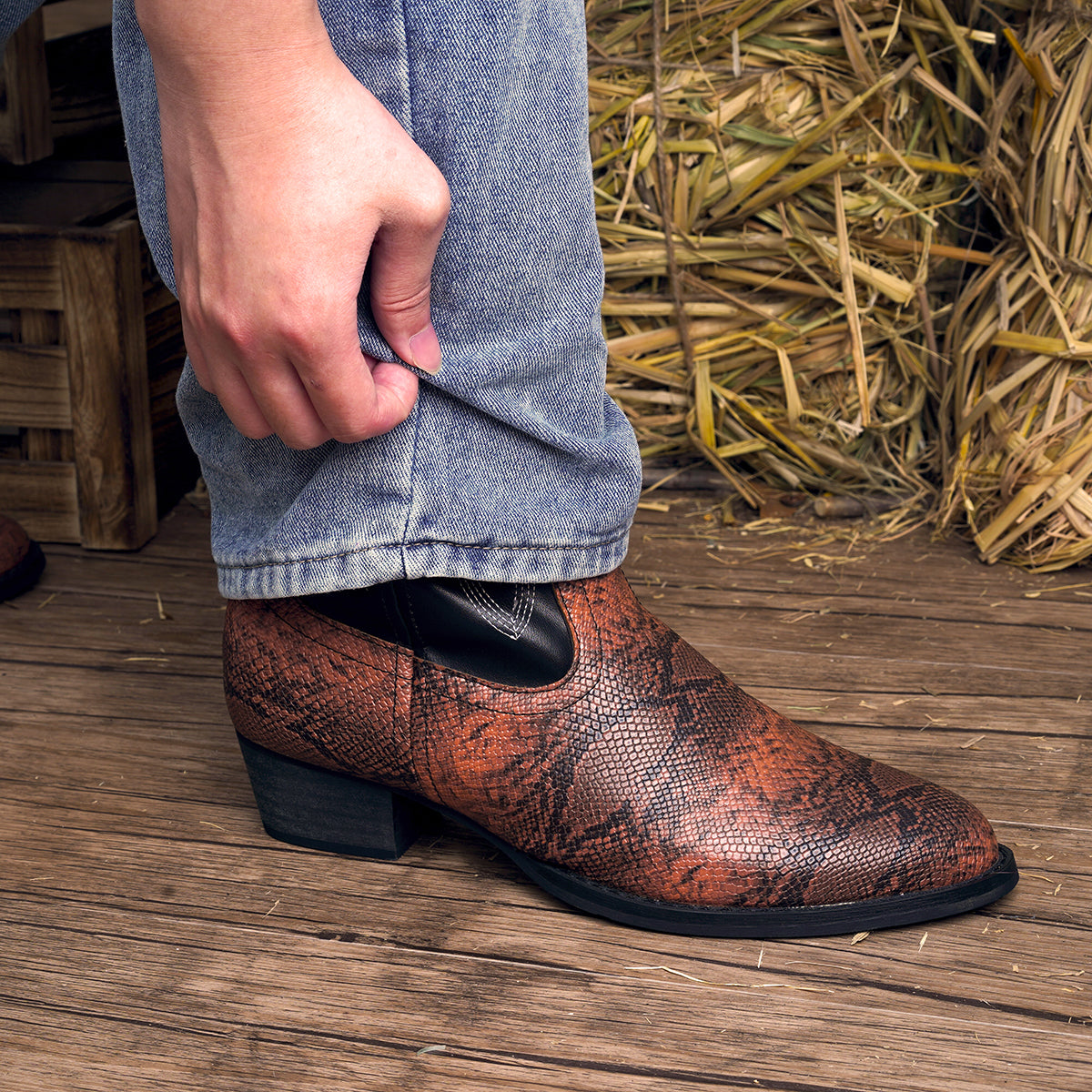 Snake Print Western Cowboy Boots