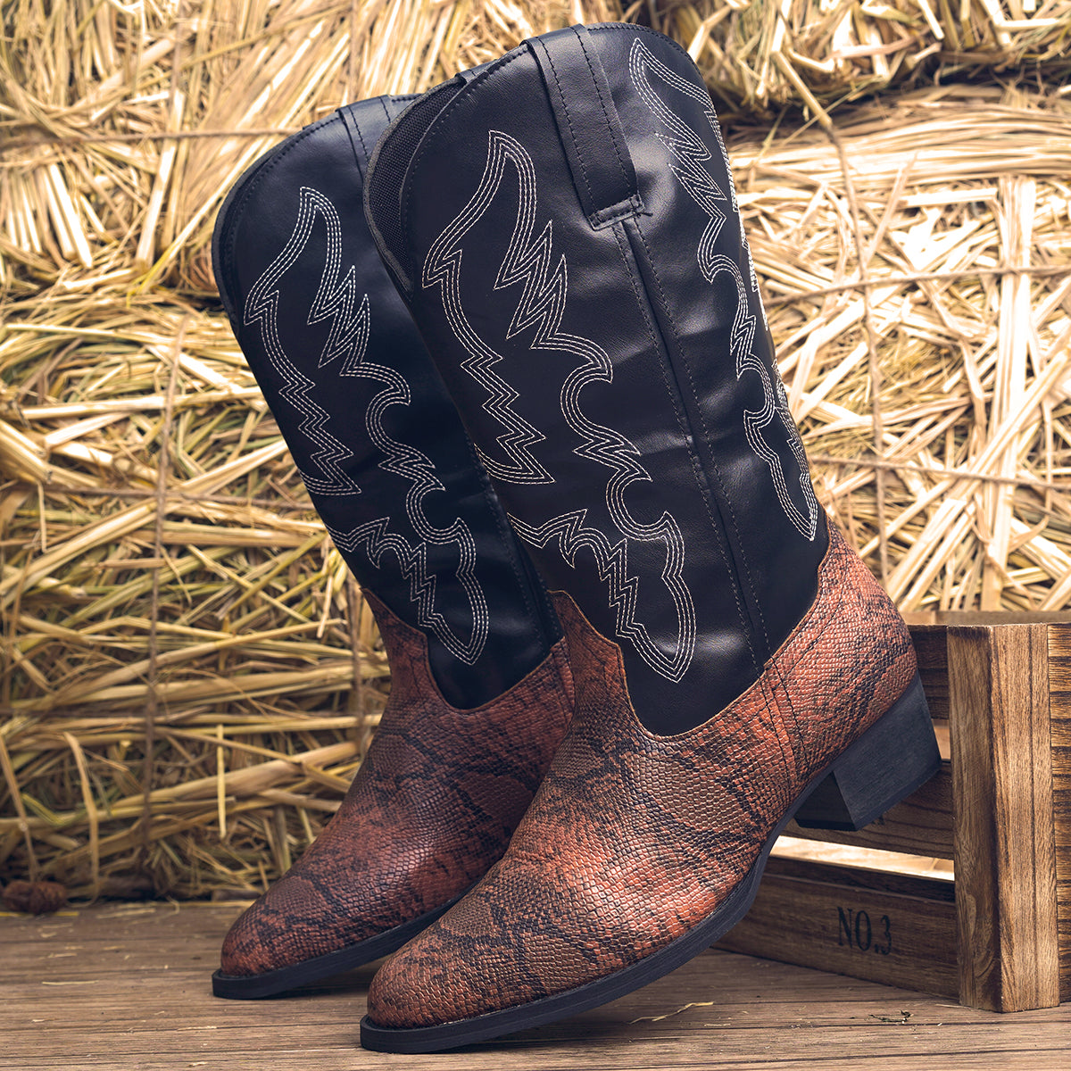 Snake Print Western Cowboy Boots