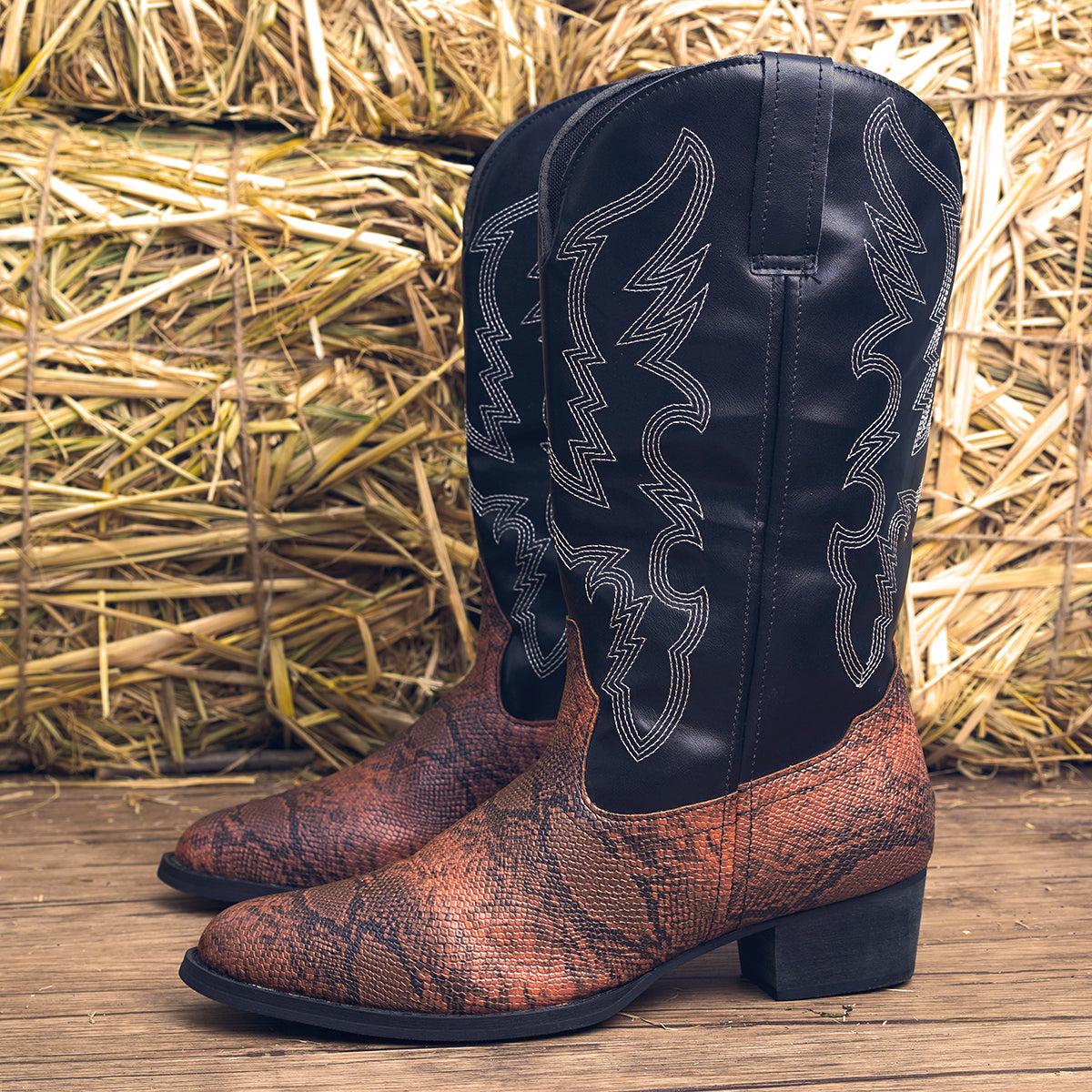 Snake Print Western Cowboy Boots