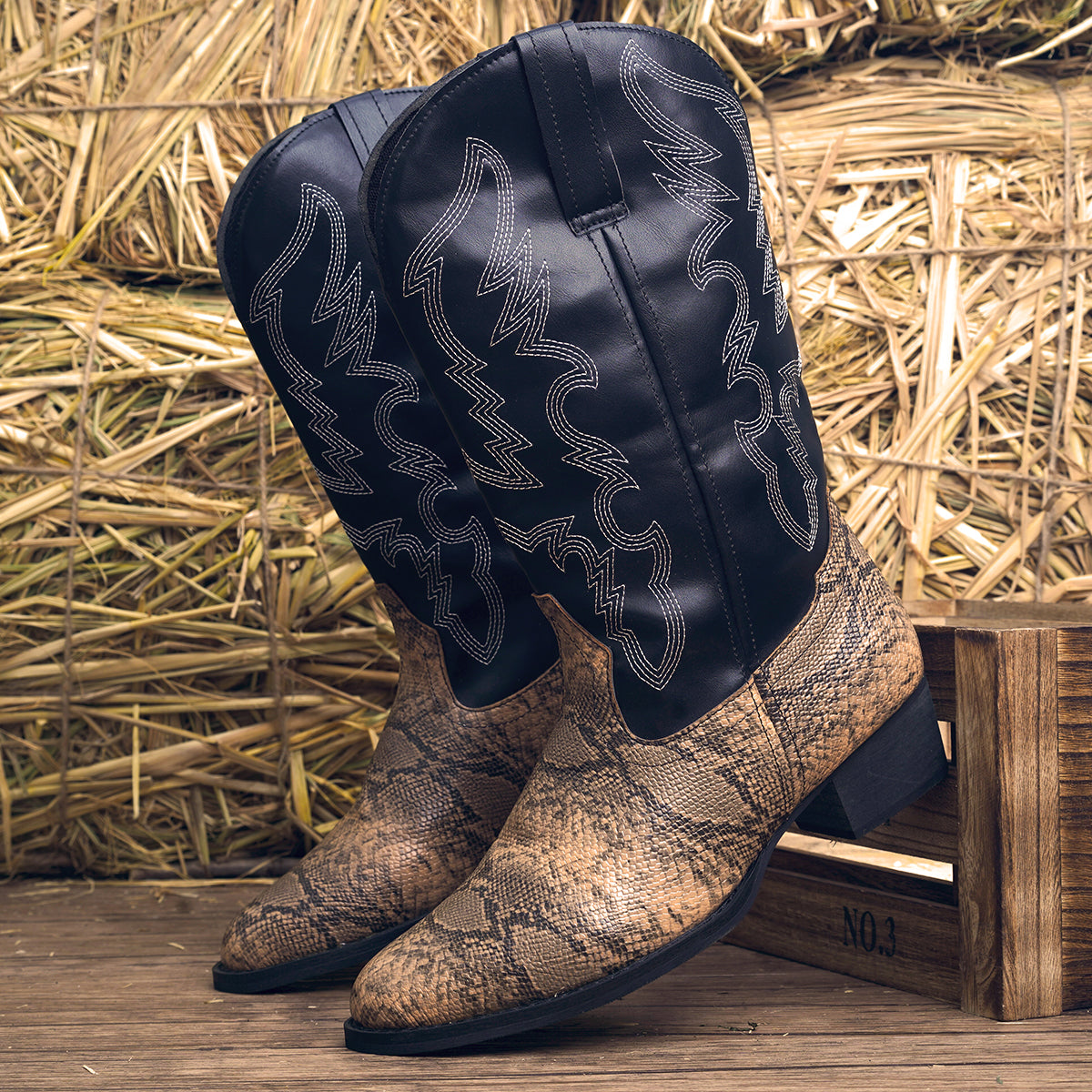 Snake Print Western Cowboy Boots