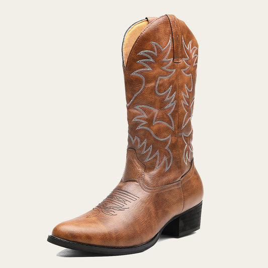 Embroidered High Heel Western Cowboy Boots