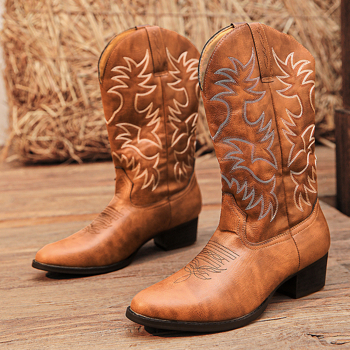 Embroidered High Heel Western Cowboy Boots