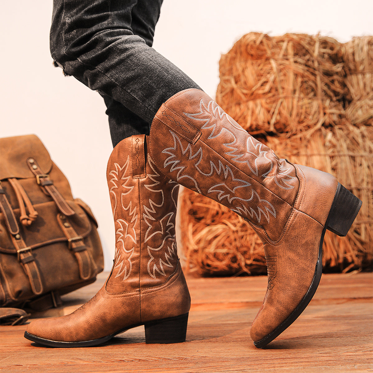 Embroidered High Heel Western Cowboy Boots