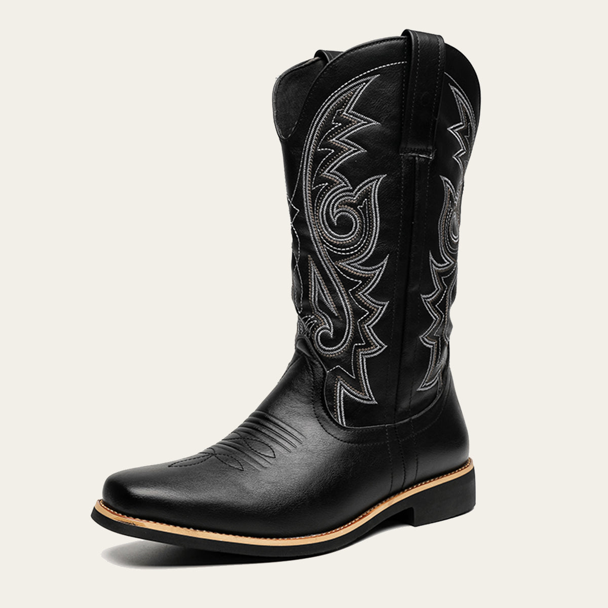 Men's Western Cowboy Boots with Embroidery Stripes