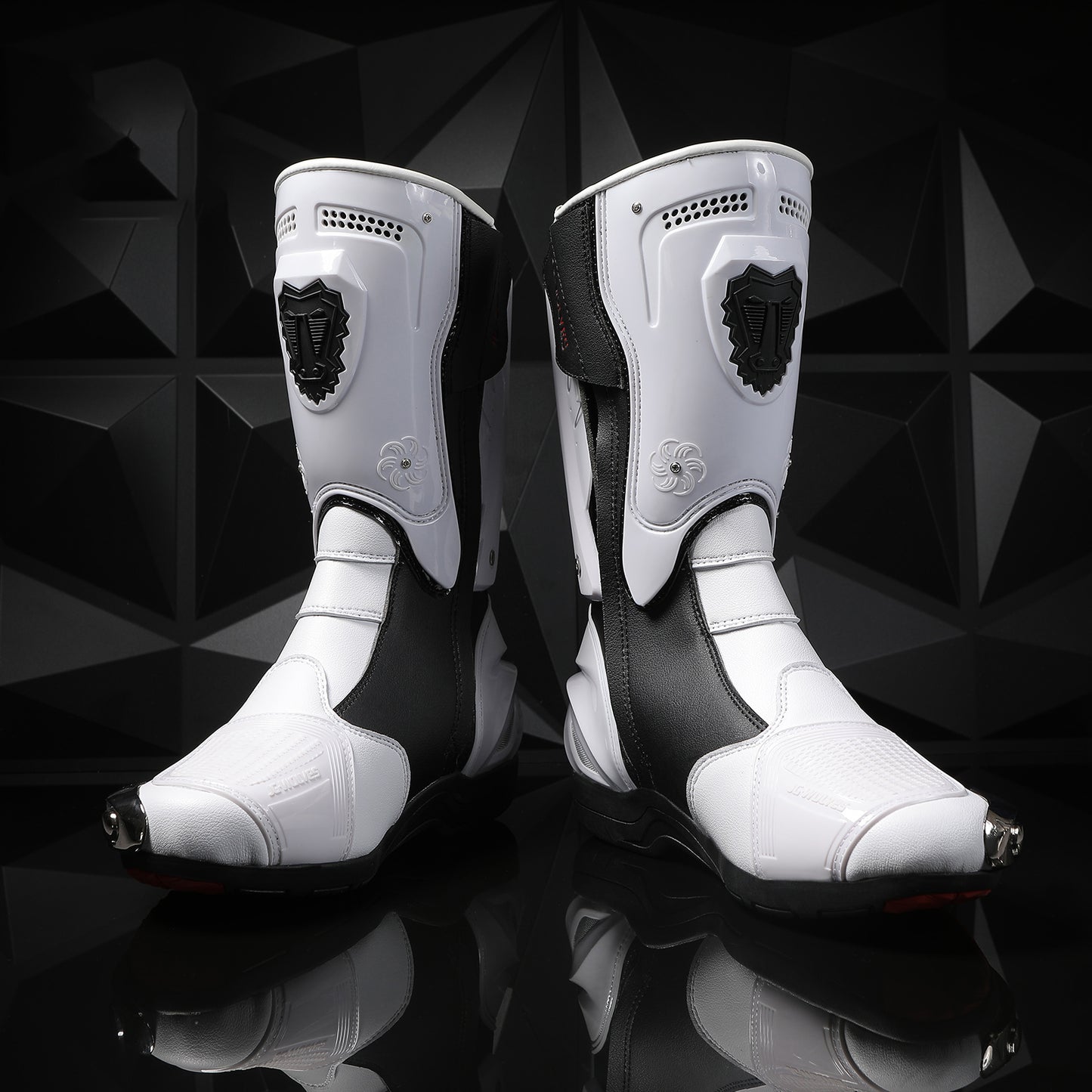 Mens High Top Microfiber Leather Motorcycle Boots