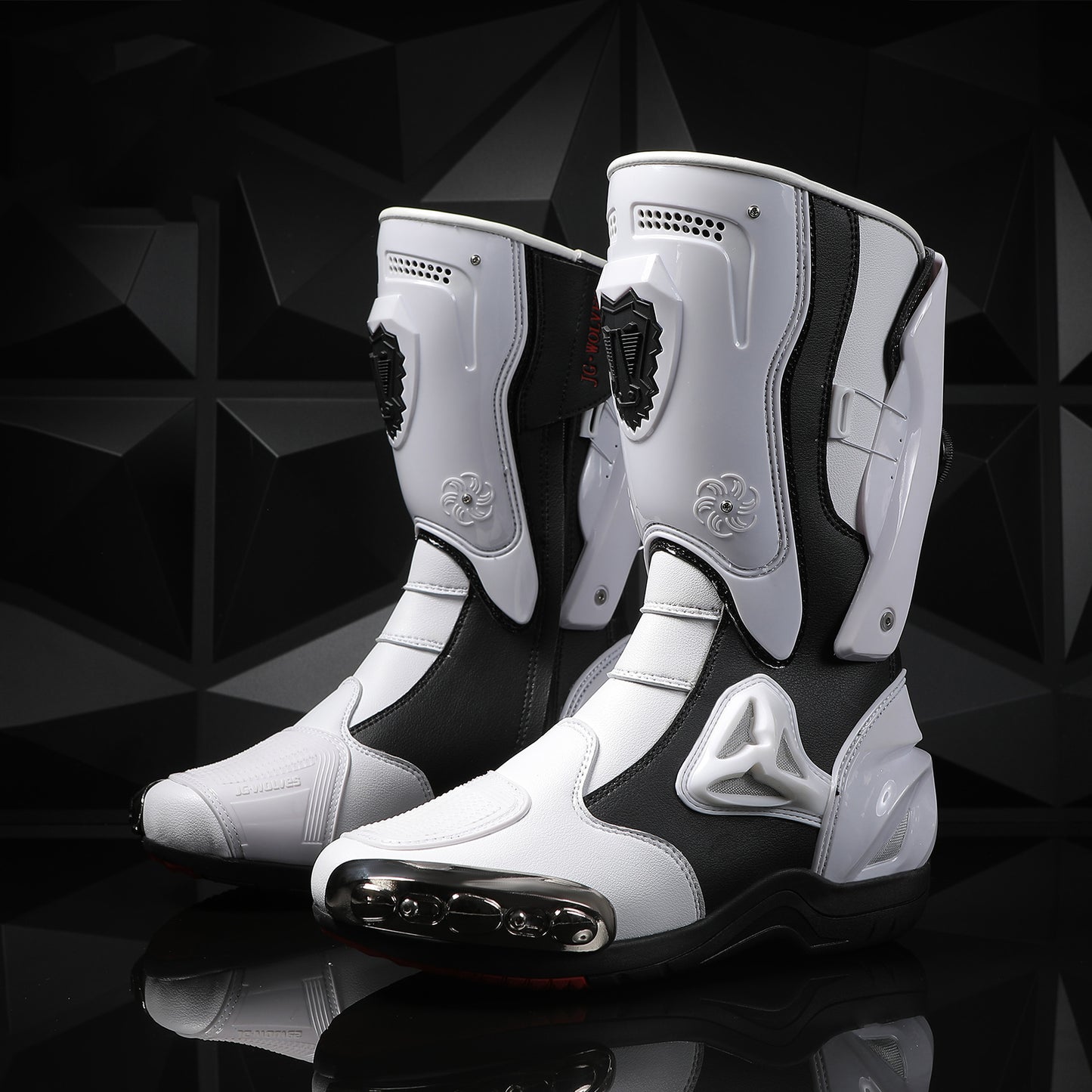 Mens High Top Microfiber Leather Motorcycle Boots