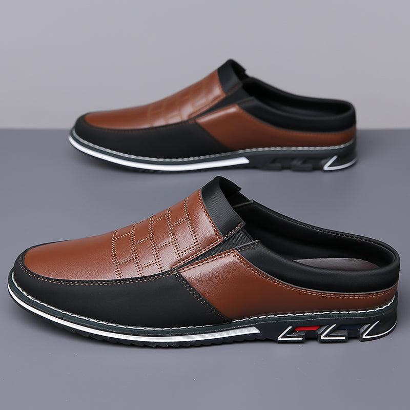 Men's Leather Half Slippers