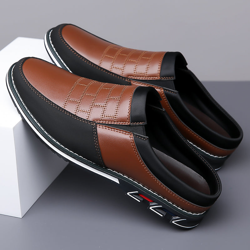 Men's Leather Half Slippers