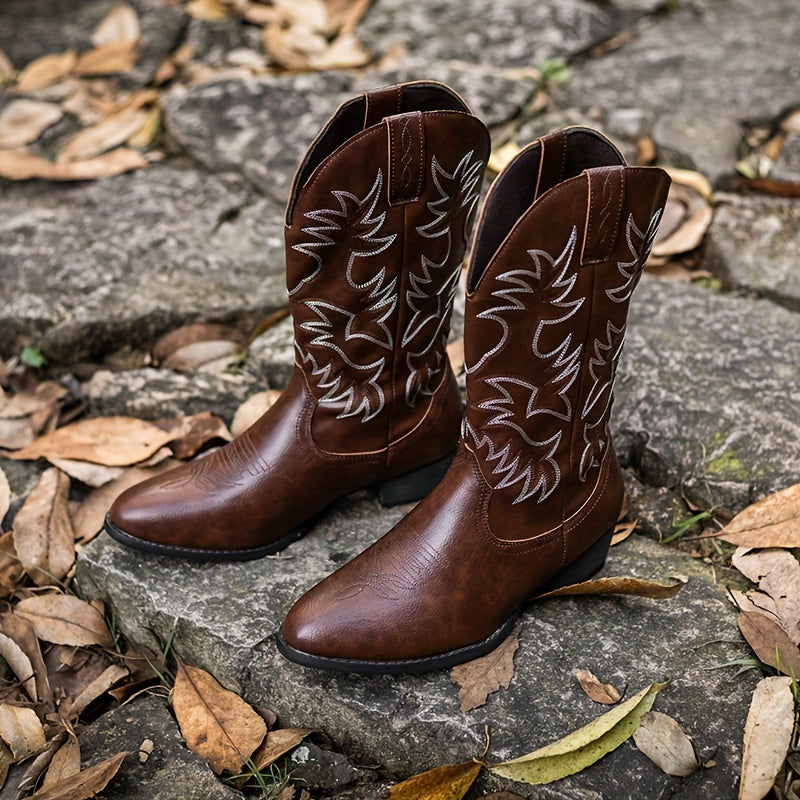 Elegant Vintage High-Top Men's Cowboy Boots