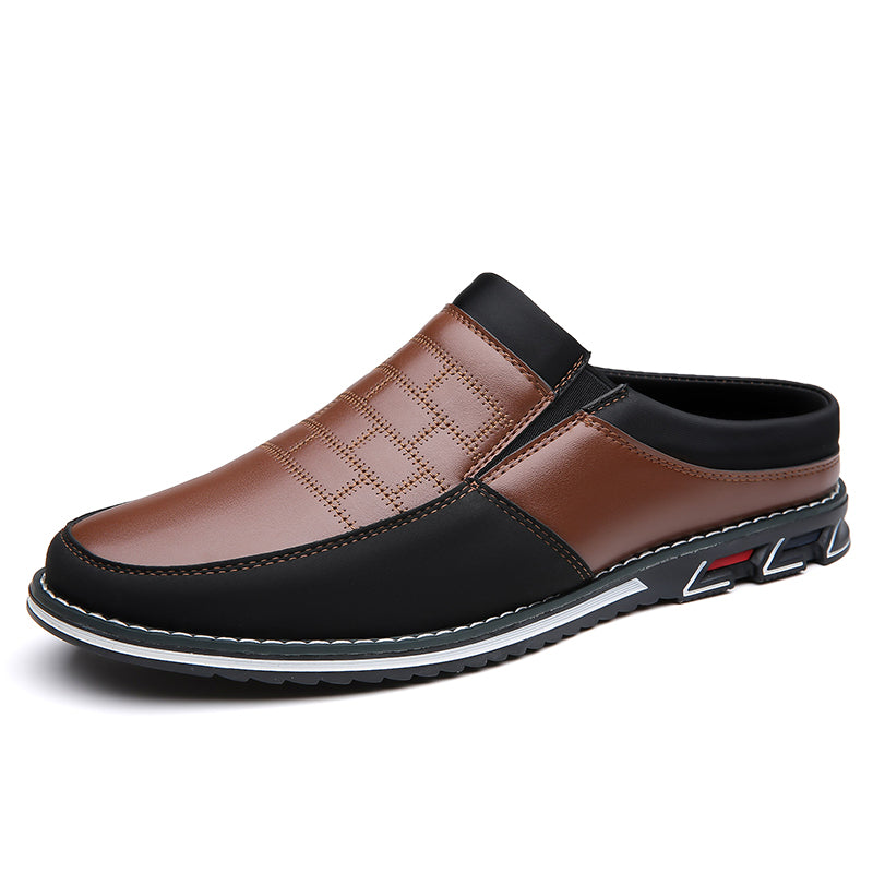 Men's Leather Half Slippers