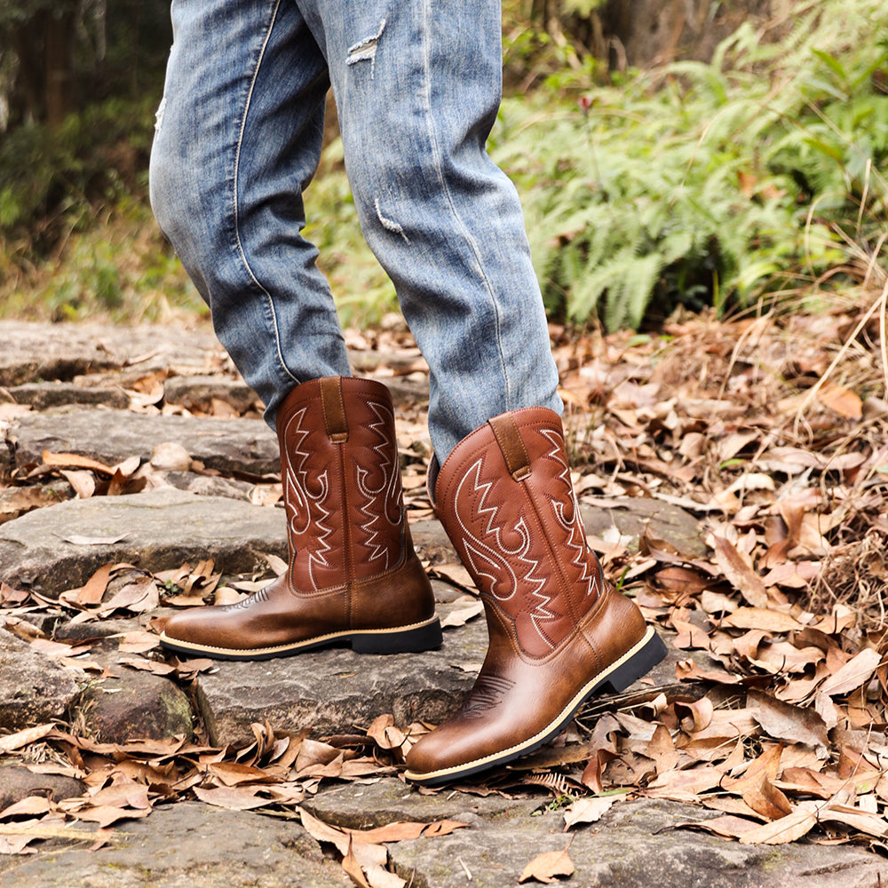 Wide Toe Western Cowboy Boots