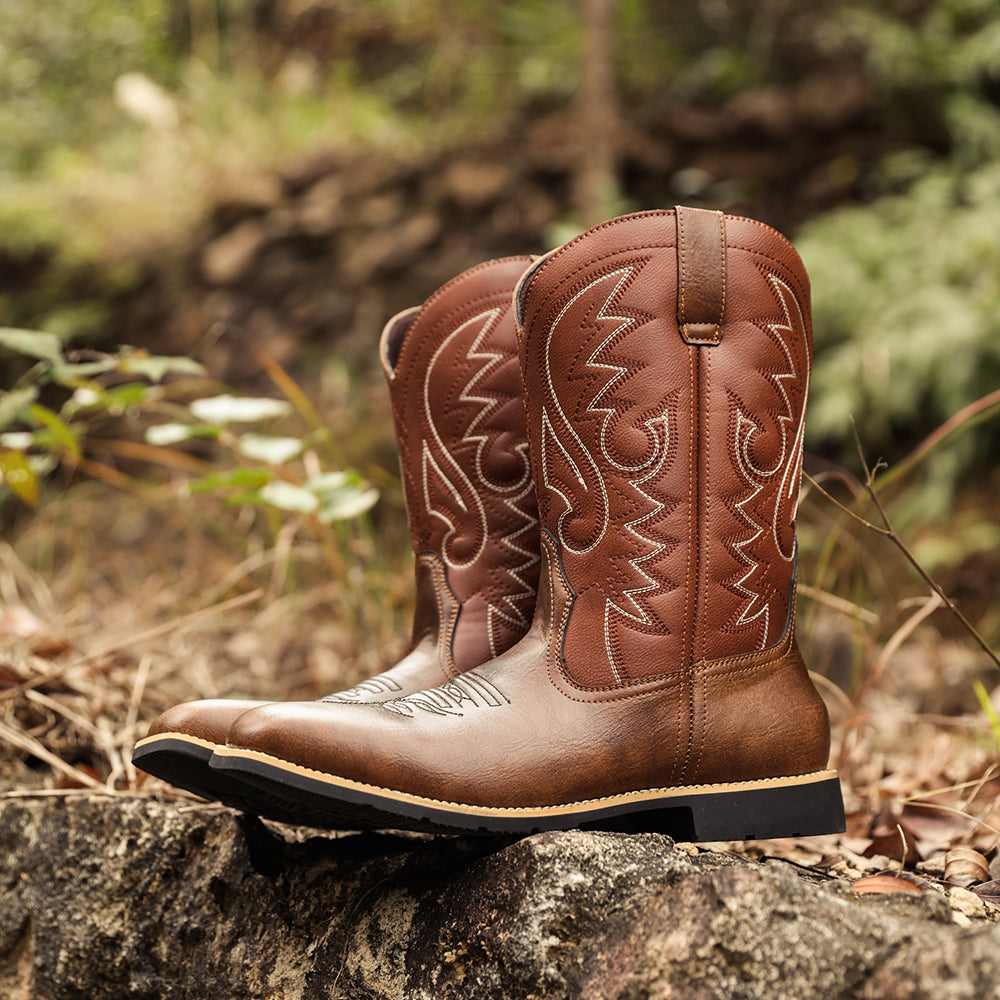 Wide Toe Western Cowboy Boots