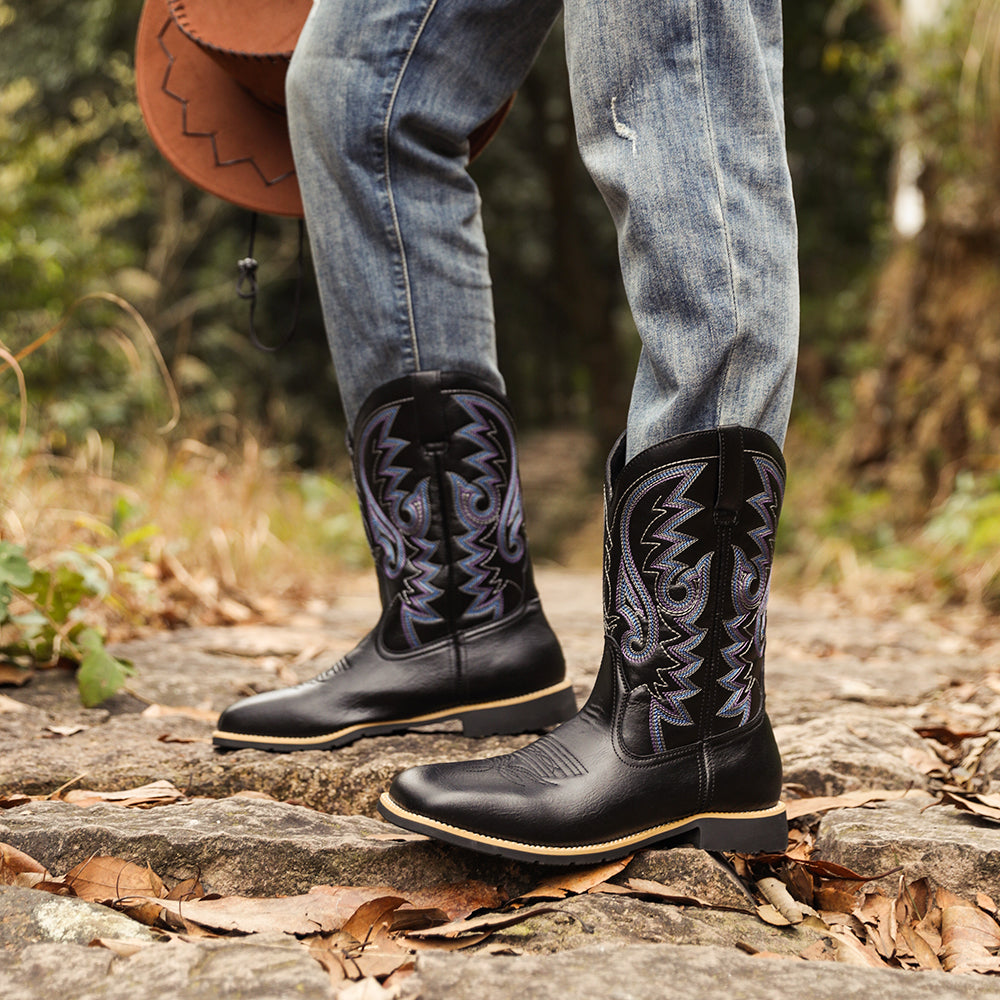 Wide Toe Western Cowboy Boots