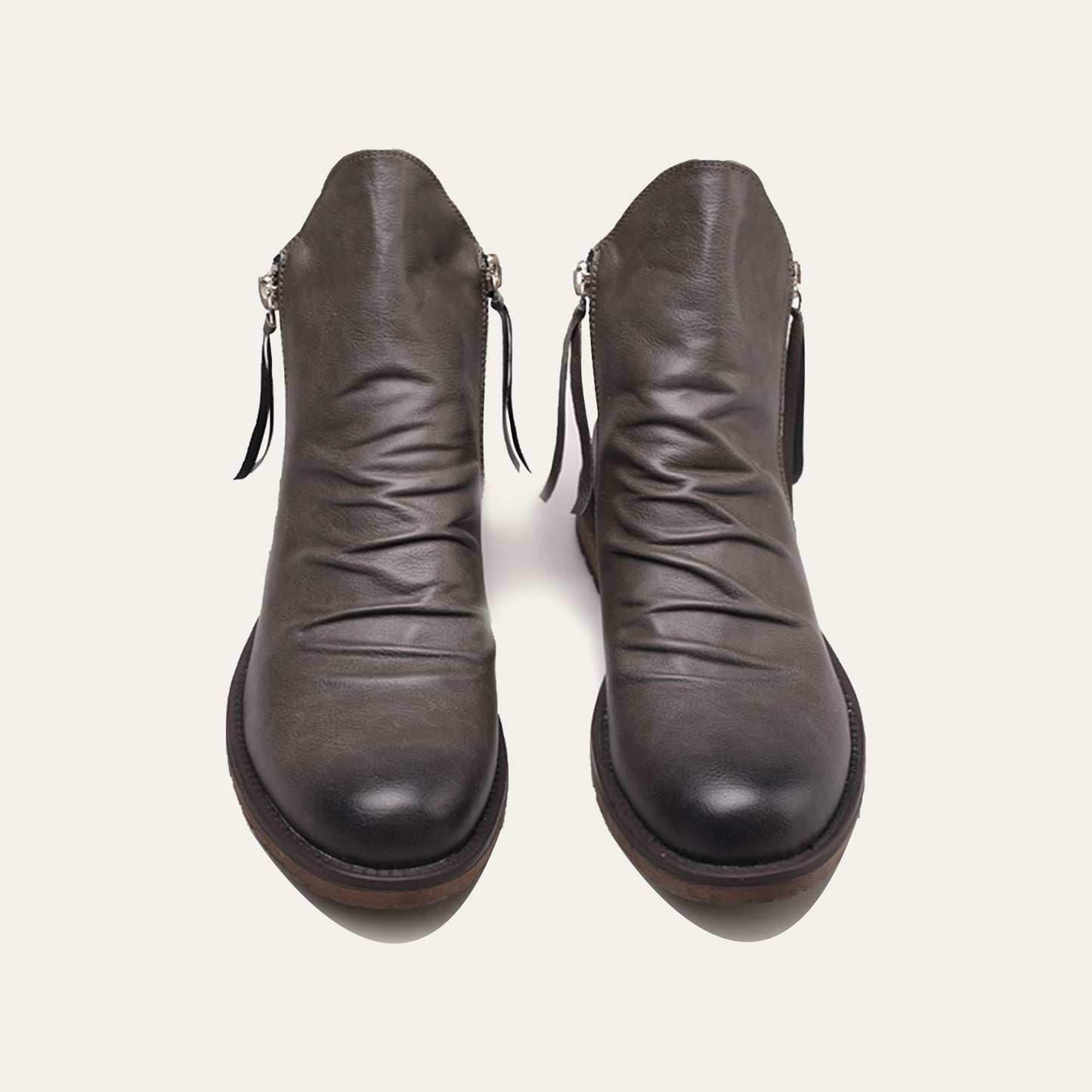 Men's Vintage-Inspired Ankle Boots with Dual Zippers