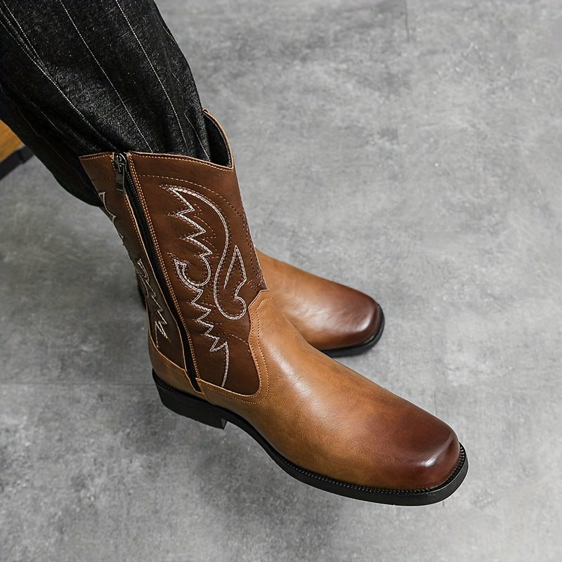 Short Height Mens Trendy Cowboy Boots