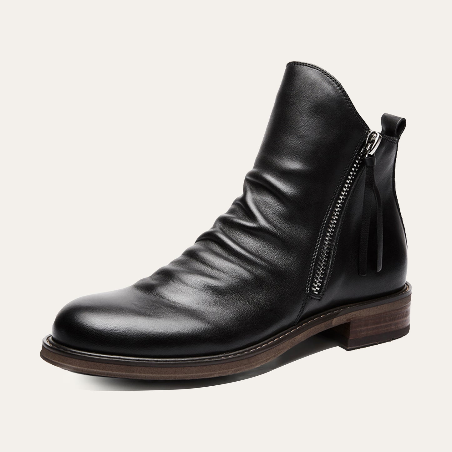 Men's Vintage-Inspired Ankle Boots with Dual Zippers