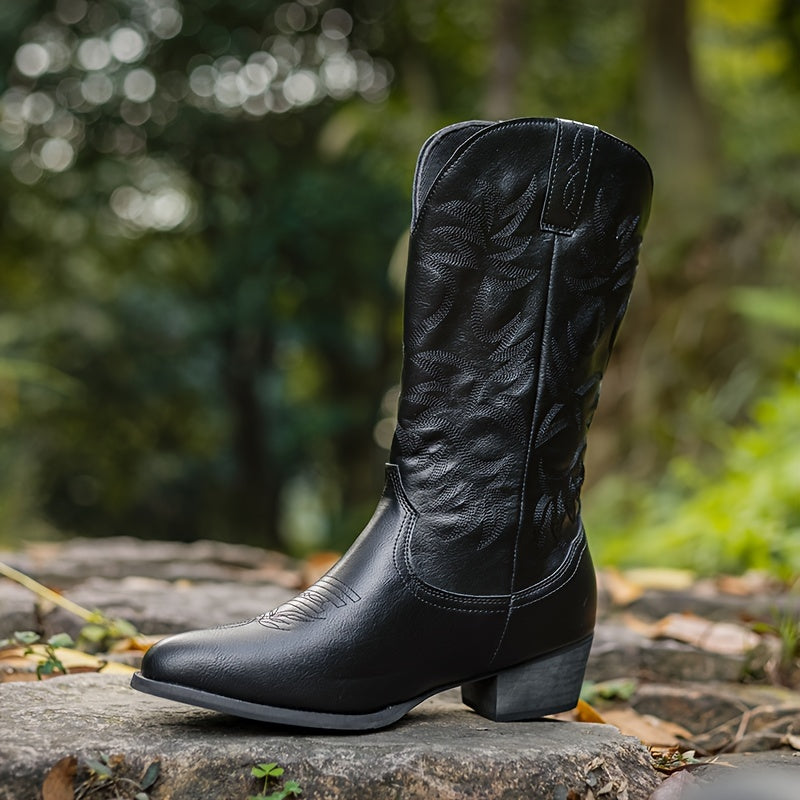 Elegant Vintage High-Top Men's Cowboy Boots