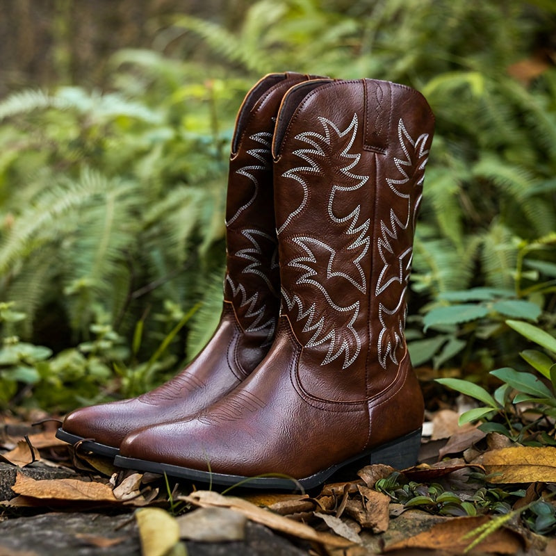 Elegant Vintage High-Top Men's Cowboy Boots