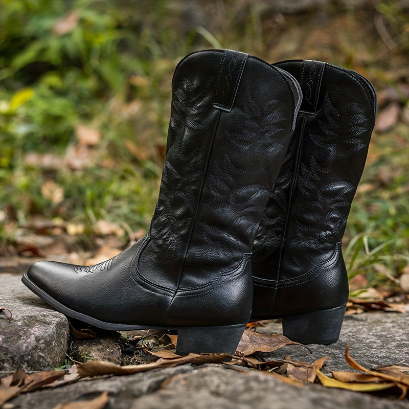 Elegant Vintage High-Top Men's Cowboy Boots