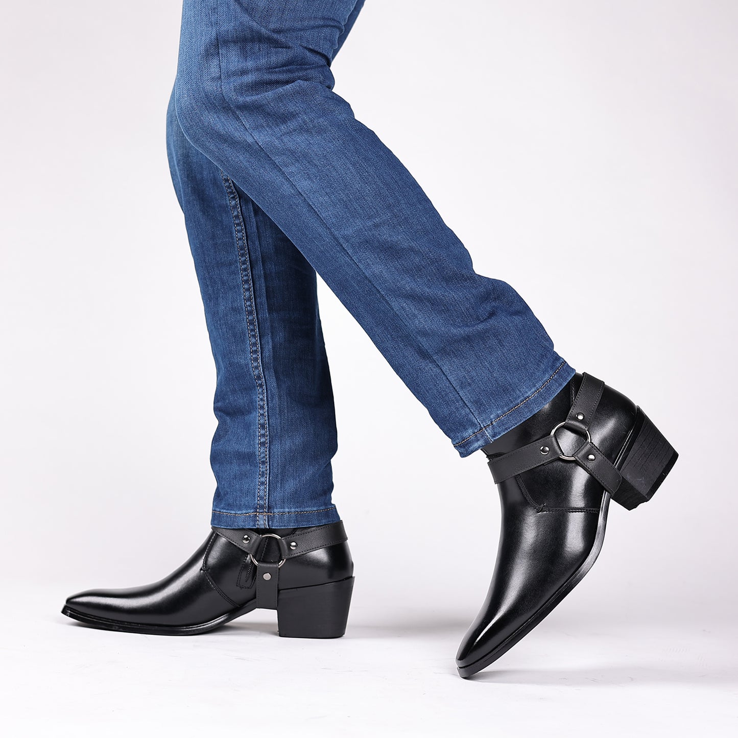 Plus Size Men's Elevate Solid High Heel Ankle Boots