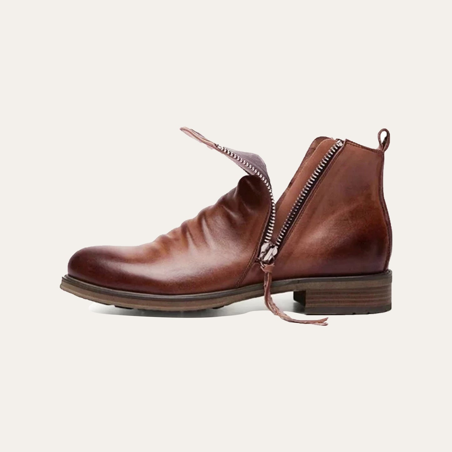 Men's Vintage-Inspired Ankle Boots with Dual Zippers