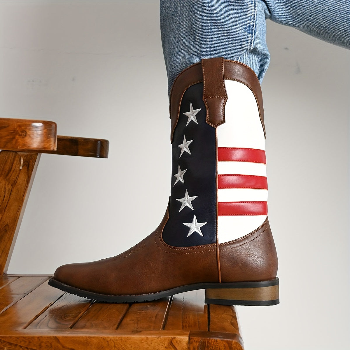 USA Flag High Top Cowboy Boots