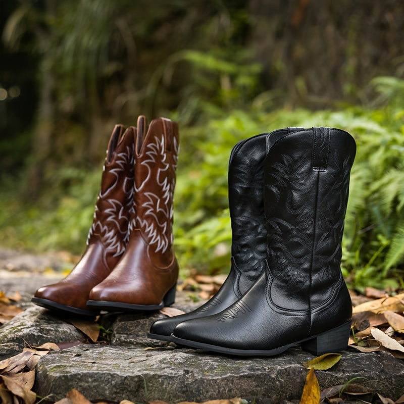 Elegant Vintage High-Top Men's Cowboy Boots