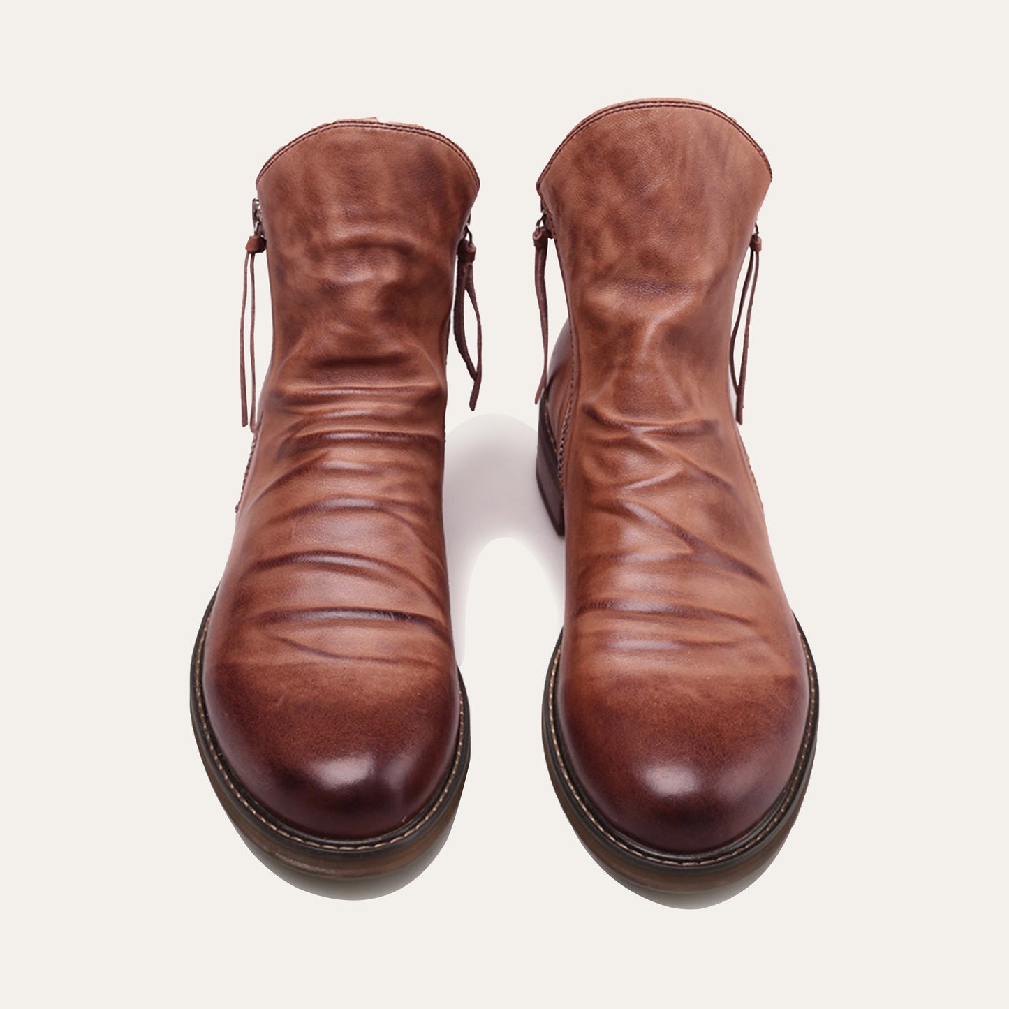 Men's Vintage-Inspired Ankle Boots with Dual Zippers