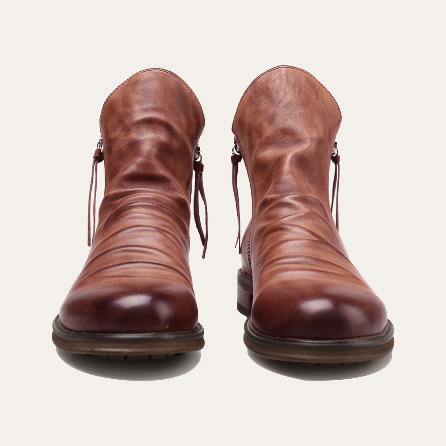 Men's Vintage-Inspired Ankle Boots with Dual Zippers