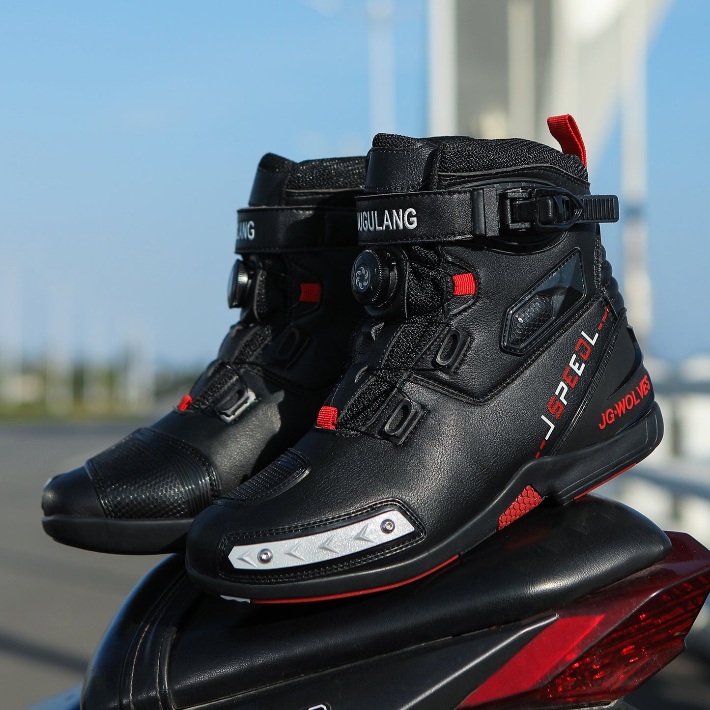 Mens Durable Microfiber Leather Racing Boots