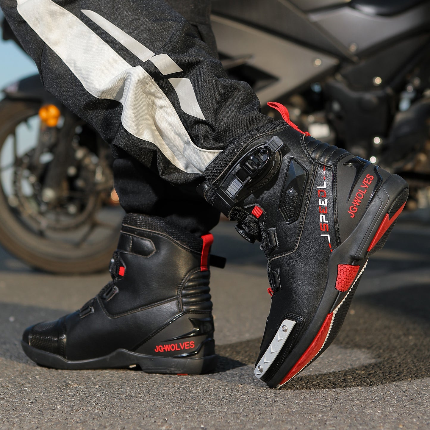 Mens Durable Microfiber Leather Racing Boots