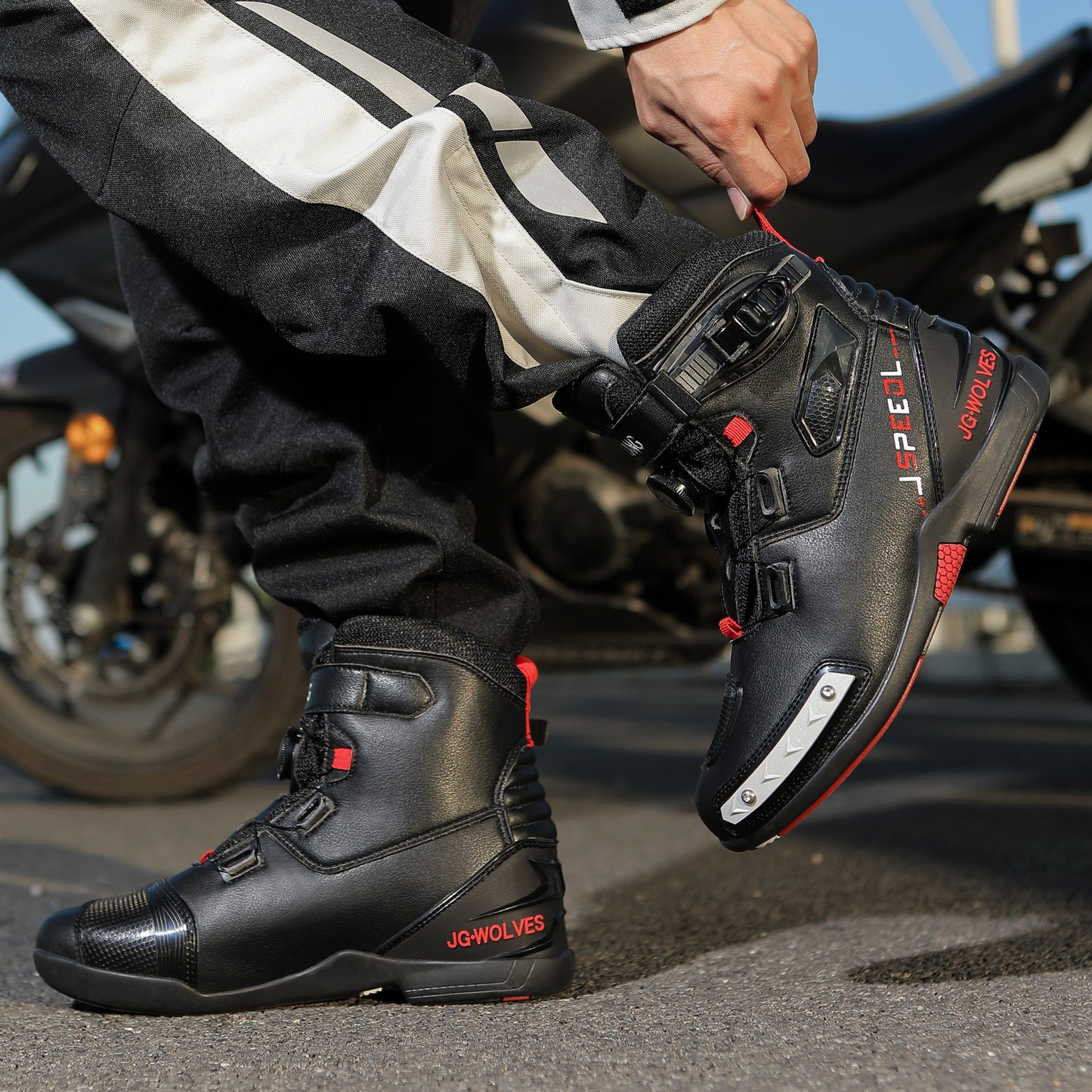 Mens Durable Microfiber Leather Racing Boots