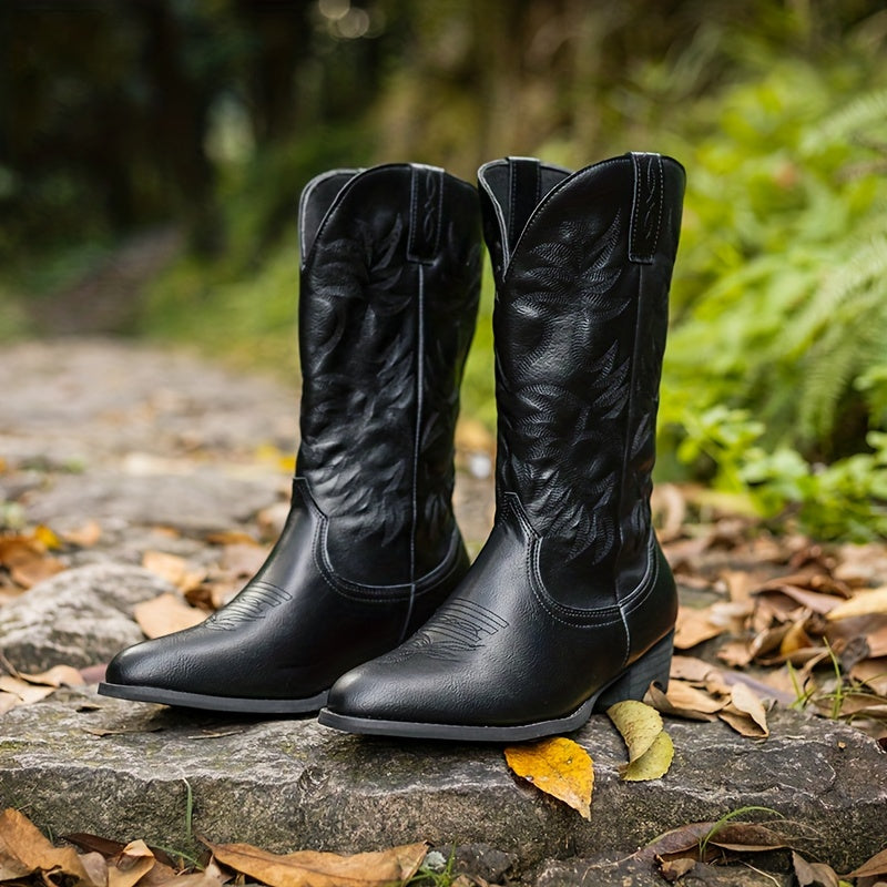 Elegant Vintage High-Top Men's Cowboy Boots