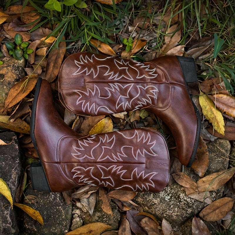 Elegant Vintage High-Top Men's Cowboy Boots