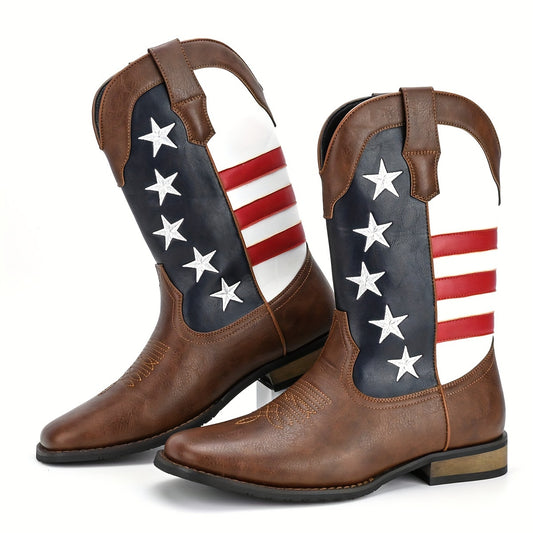 USA Flag High Top Cowboy Boots