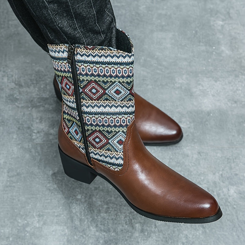 Men's Ethnic Style High Top Cowboy Boots