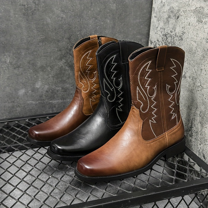 Short Height Mens Trendy Cowboy Boots