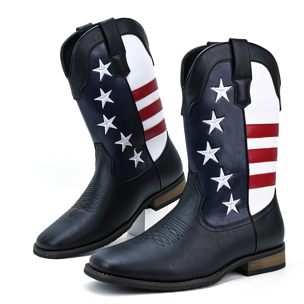 USA Flag High Top Cowboy Boots